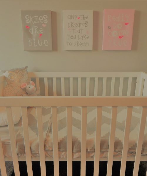 Berceau ambiance rose et gris